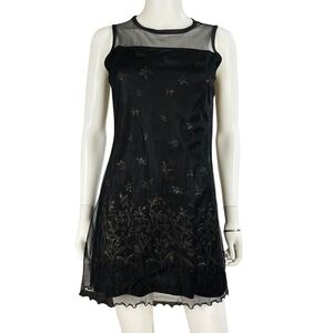 My Michelle‎ Dress Juniors Medium Black Floral Sheer Mini